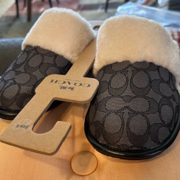 Coach Smoke/Coal/Black Zena Slipper In Signature Jacquard - Picture 8 of 8